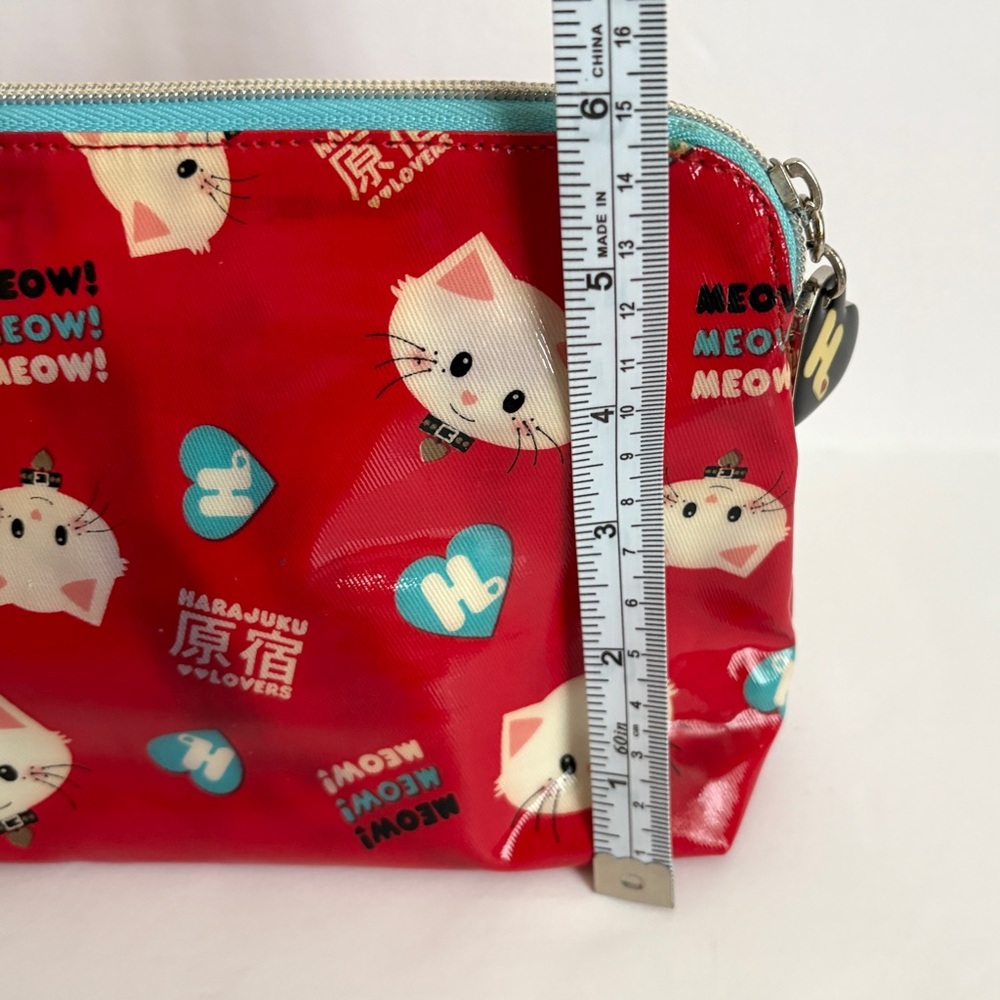 Harajuku Lovers Red Cats Tote Bag Gwen Stefani with Matching Zip Pouch Bag Charm - Picture 11 of 16